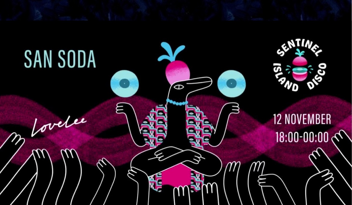 Poster: San Soda at Lovelee, Friday 12 November, 18:00–00:00